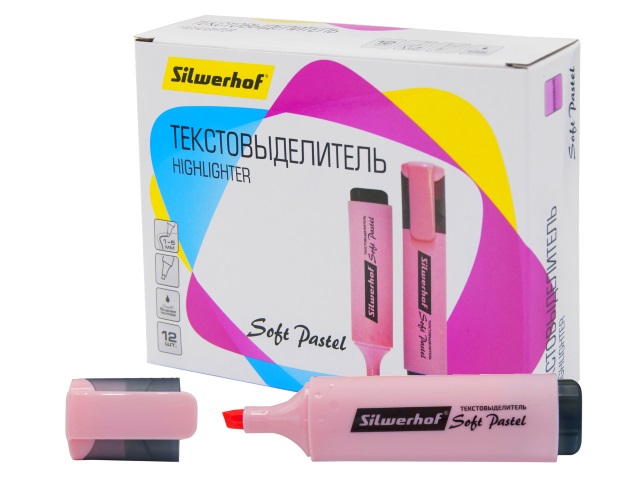Маркер текстовый Silwerhof Soft Pastel розовый скошенный 1-5мм 1218355