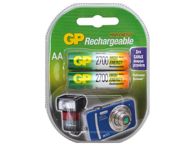 Батарейки аккумуляторные 2 шт. GP HR6 AA 2700 mAh BL-2