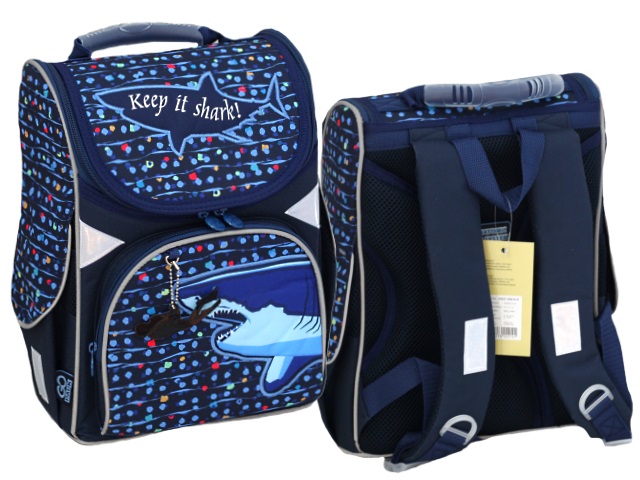 Ранец школьный Kite GoPack Education Shark 34*26*13см синий GO21-5001S-9