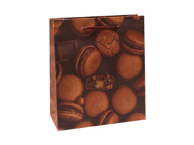 Пакет подарочный бумажный 16*18*7см Miland крафт Шоколадные макаруны ППК-6242