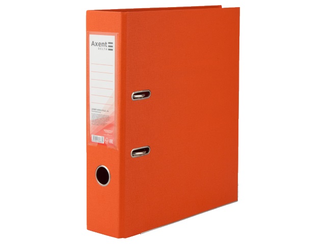 Регистратор  А4/75 Axent двухсторонний оранжевый с металлической окантовкой D1712-09P