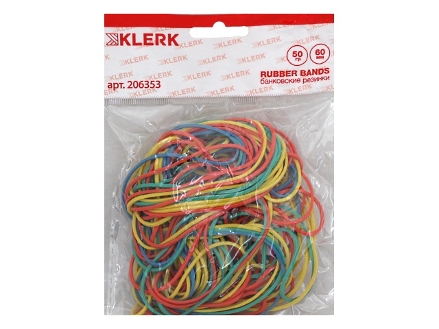 Резинки для денег   50г Klerk d=6см цветные 206353