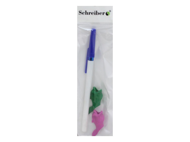 Ручка шариковая Schreiber синяя 1мм + 2 держателя для письма S-325-1193-2
