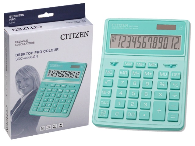 Калькулятор СITIZEN 12-разрядный бирюзовый 16*20 см SDC-444XRgne