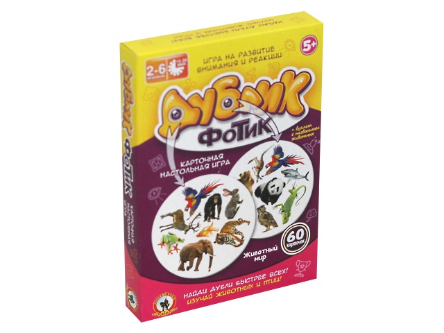 Настольная карточная игра Дублик-фотик Животные 60 карт 02486