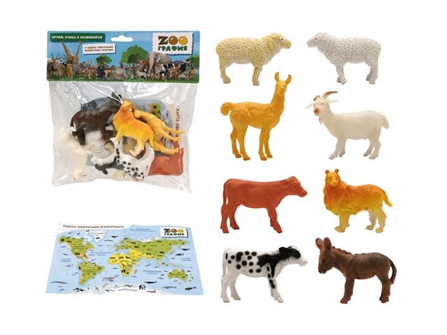Набор Домашние животные 8 шт. 7 см с картой обитания Zоография 9809