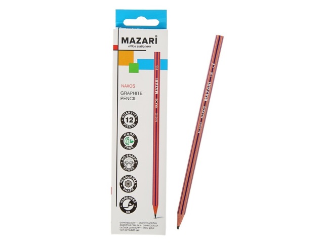 Карандаш HB Mazari Naxos пластик шестигранный без ластика M-6103