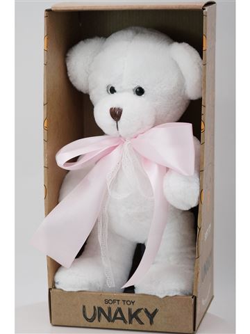 Мягкая игрушка Медведица Сильва 33см с розовым бантом 0913333S-14L