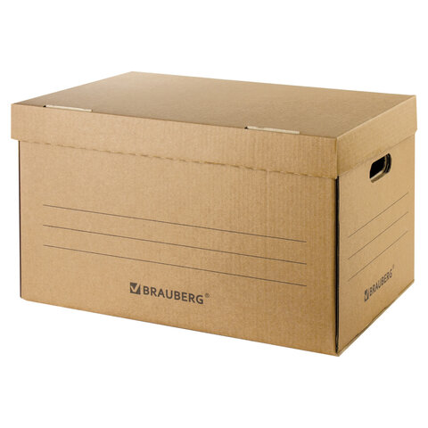 Короб архивный с крышкой картон Brauberg 32.5*29.5*48см 126523