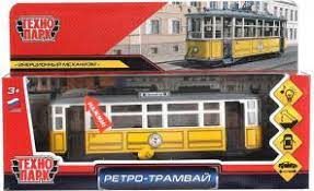 Машина металл Технопарк Трамвай Ретро 17см желтый TRAMMC1-17SL-YE