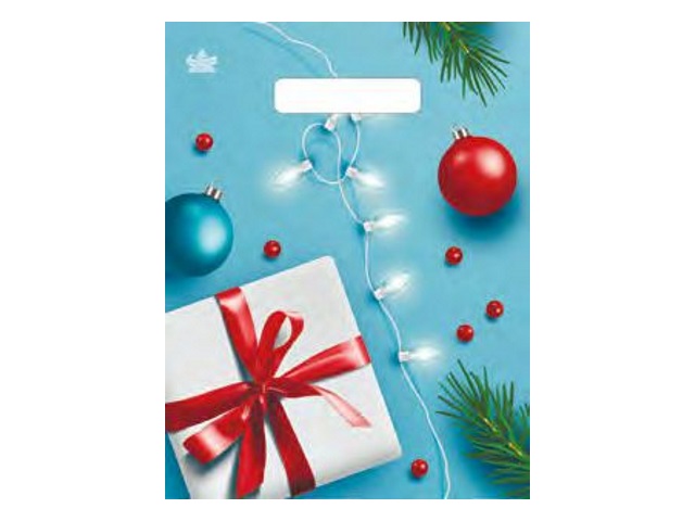 Пакет с прорезной ручкой 30*23см Подарок и шарики Тико