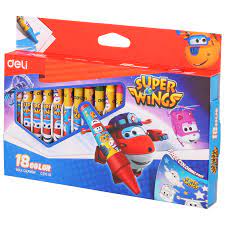 Мелки восковые 18цв Deli Super Wings трехгранные EC21010