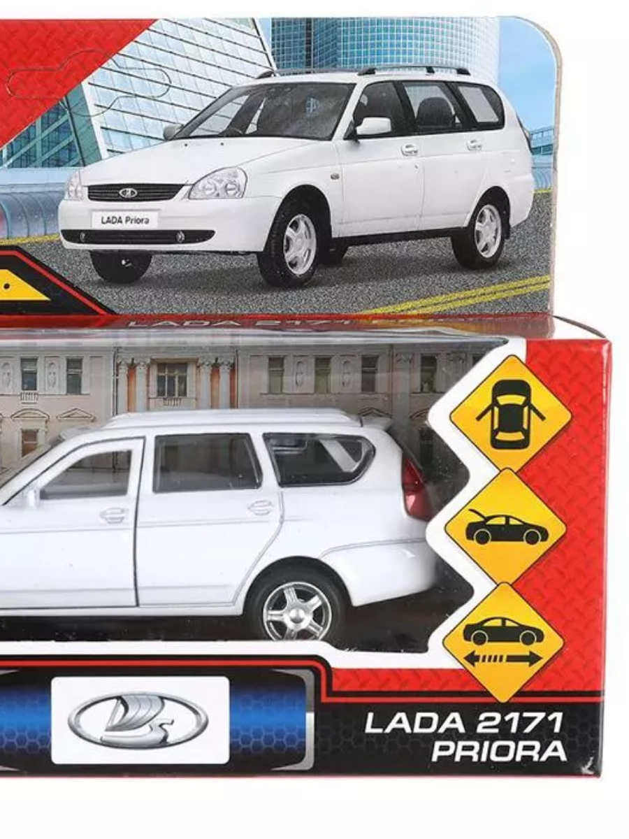 Машина металл &quot;lada priora&quot; длина 12 см. откр дв. багаж. инерц. белый. в кор. Технопарк в кор.2*36шт