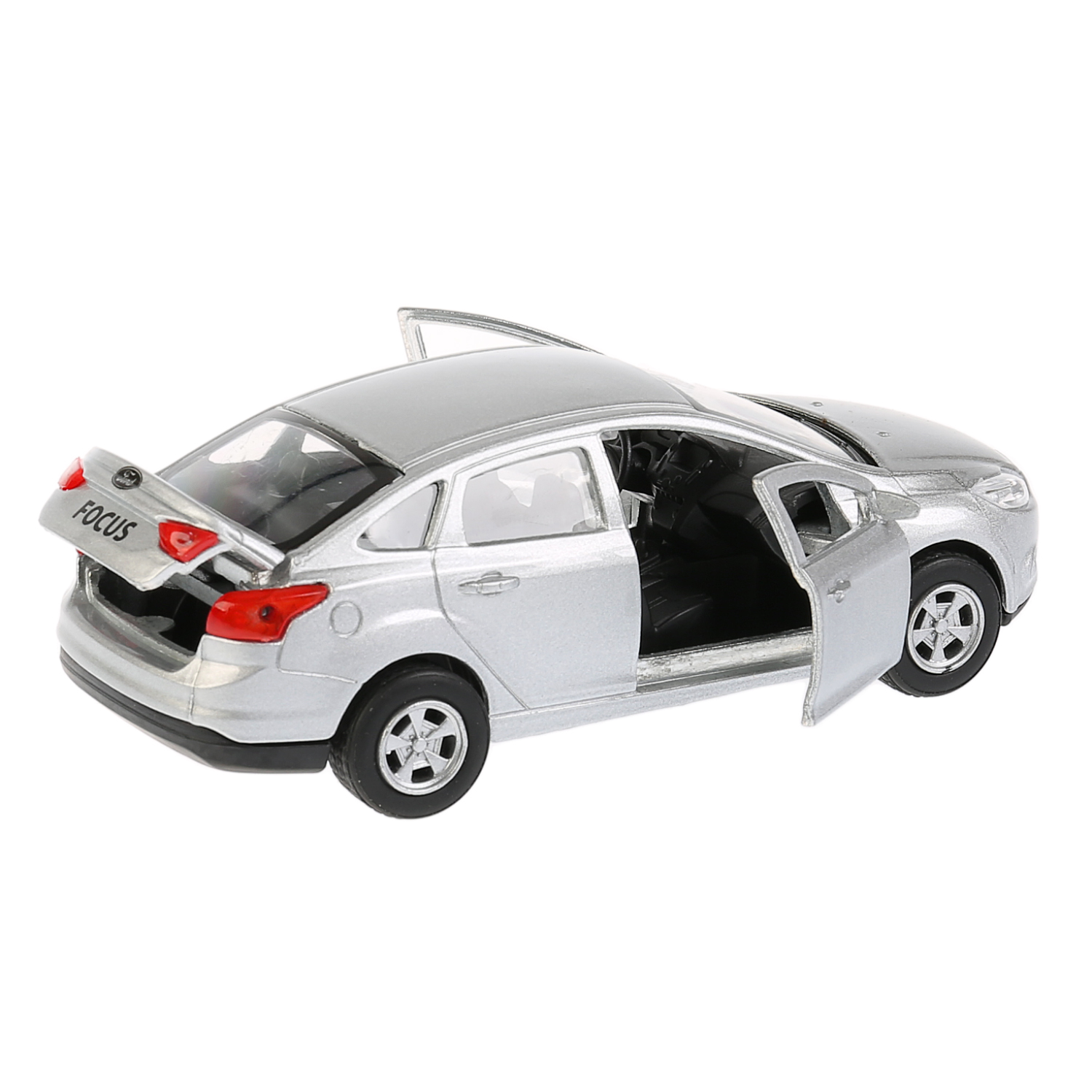 Машина металл FORD FOCUS. 12 см. двери. багаж.. инерц.. сереб.. кор. Технопарк в кор.2*24шт