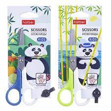 Ножницы детские 12.5 см для левши Hatber пластиковые ручки Панда CS_072026