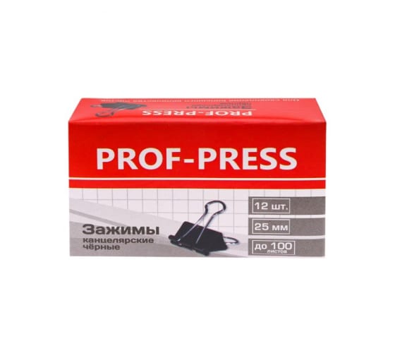 Биндеры набор 12 шт Prof Press 25 мм черные 3К-4167