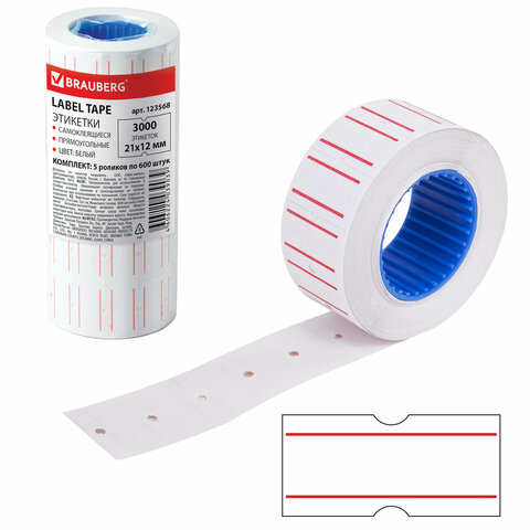 Ценник 21*12 мм  600 шт. белый для этикет-пистолета Brauberg 123568