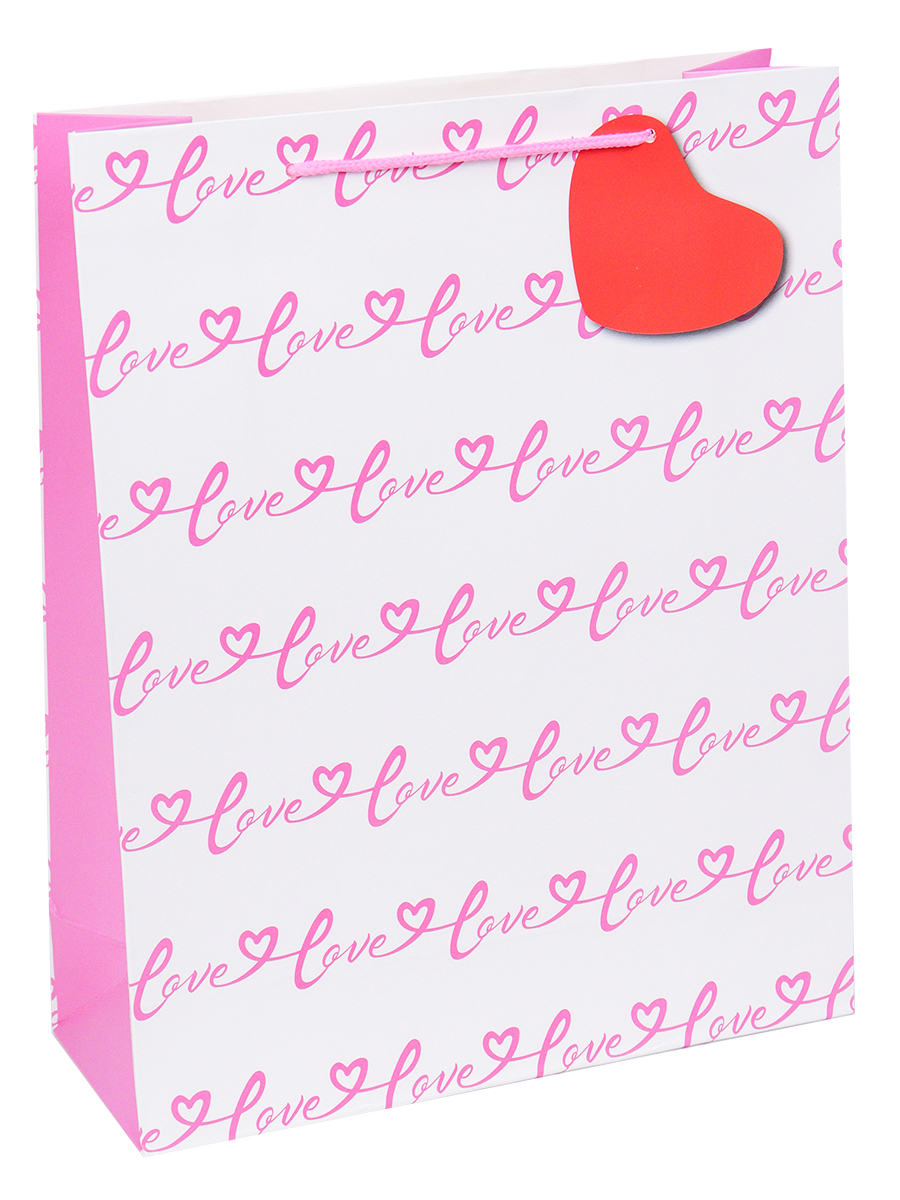 Пакет подарочный бумажный 31*42*13см Miland 210г Любовь розовый ППК-1942