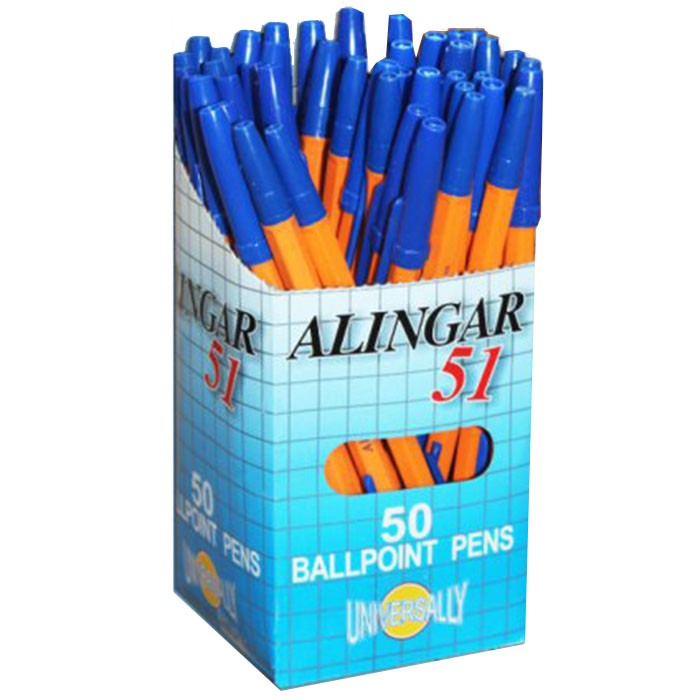 Ручка шариковая Alingar 51 синяя 1мм желтый корпус