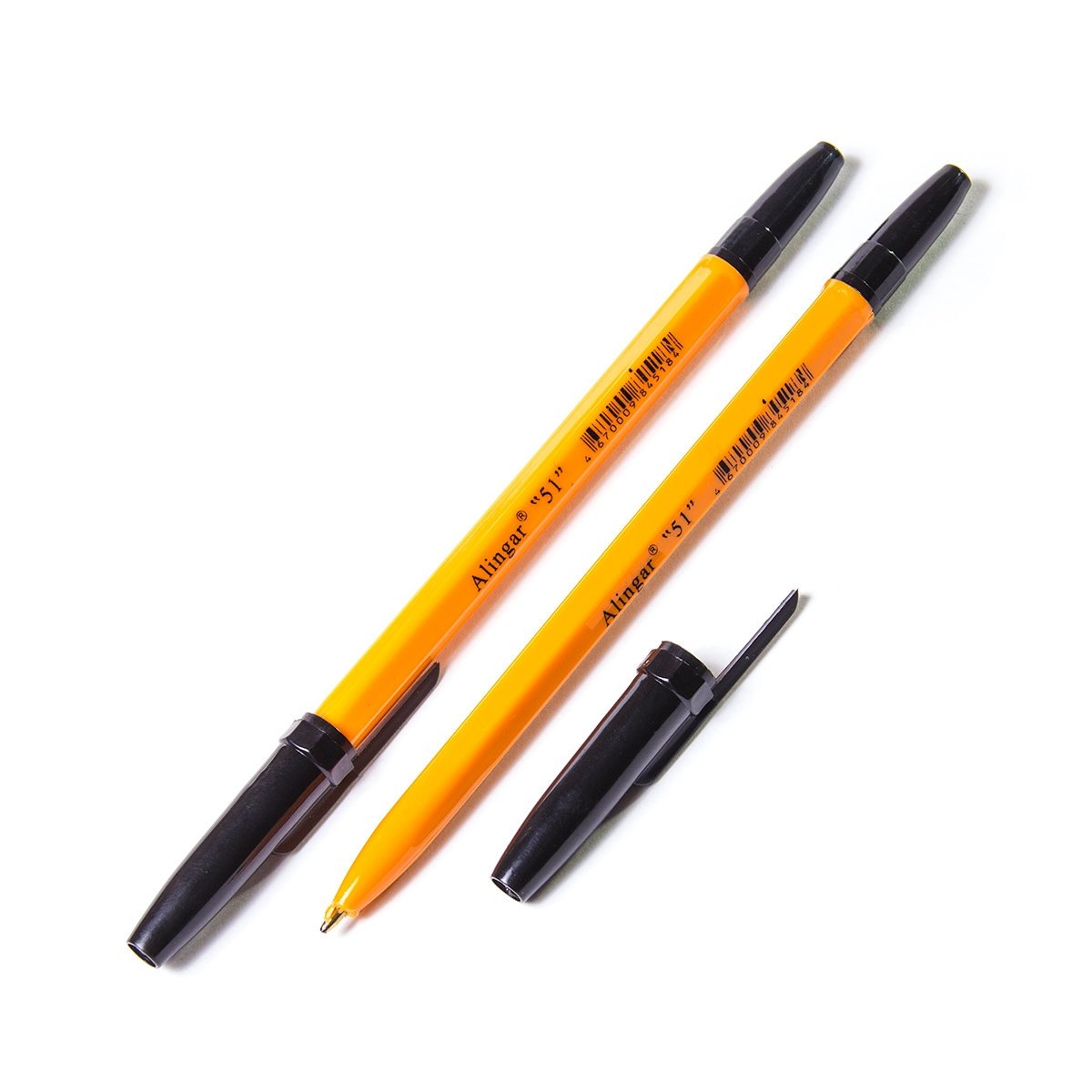 Ручка шариковая Alingar 51 черная 1мм желтый корпус