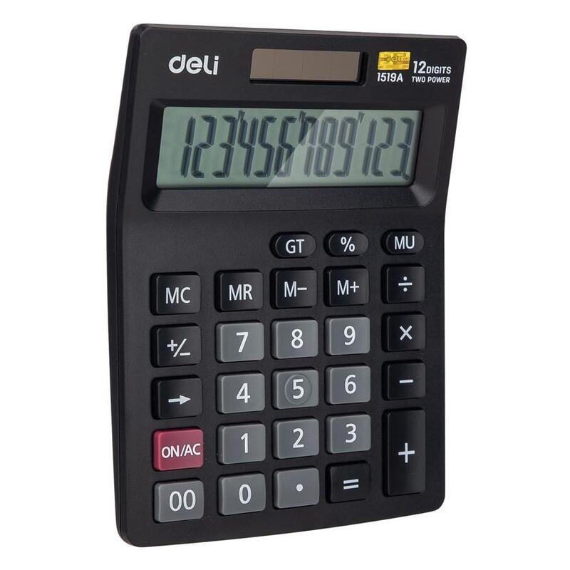 Калькулятор 12-разрядный Deli настольный черный E1519A