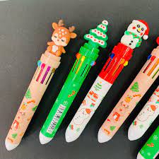 Ручка шариковая 10-ти цветная автомат Basir Новогодние МС-6807