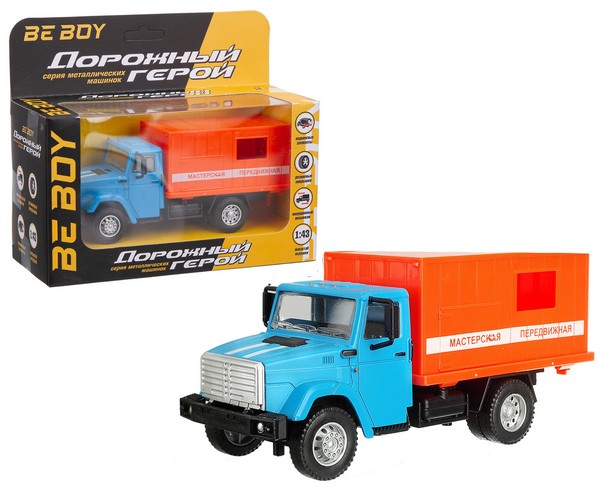 Машинка инерц. металл. &quot;BeBoy&quot; грузовик сине-оранжевый.масштаб 1:43.  в/к 20*8*10 см