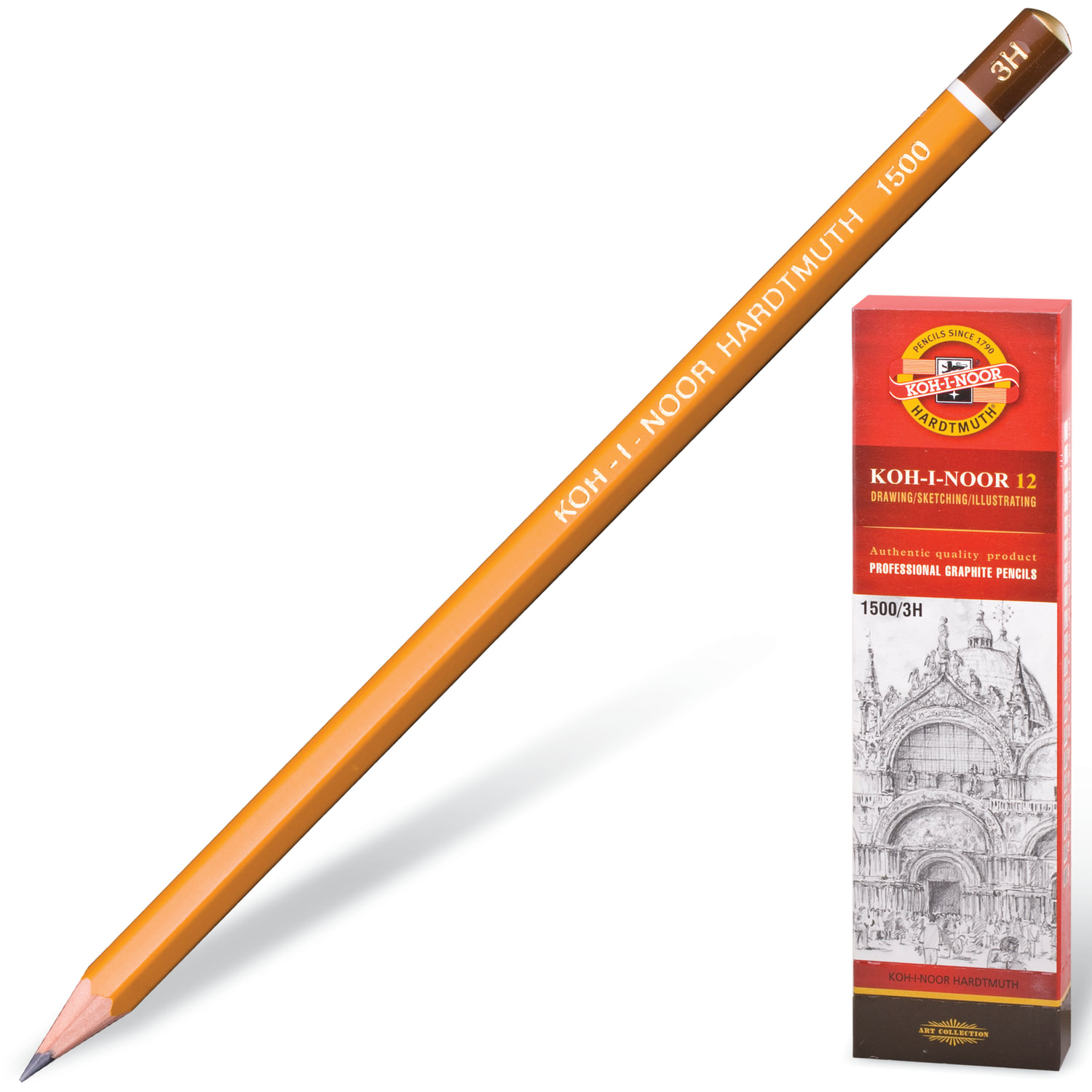 Карандаш чернографитный KOH-I-NOOR 1500 3Н. заточенный