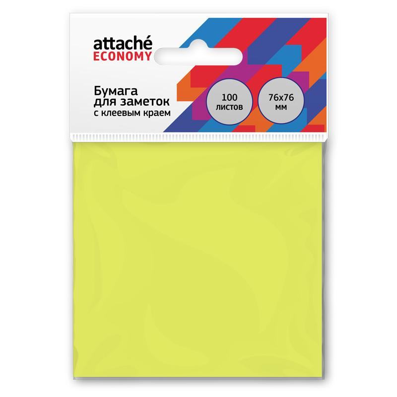 Стикеры Attache 76*76мм 100л неон желтый 1261846