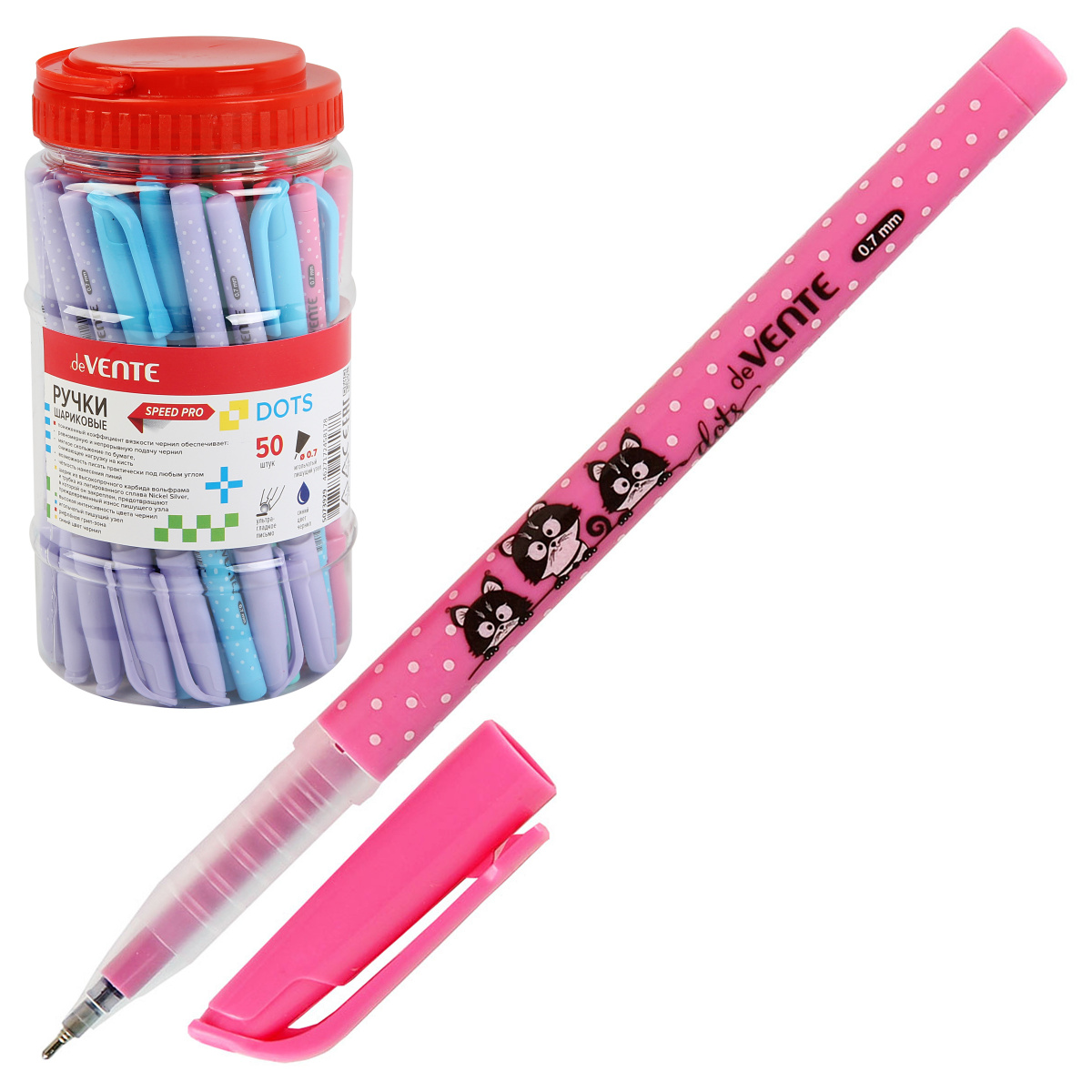 Ручка шариковая DeVente Dots синяя 0.7мм 5073929/50