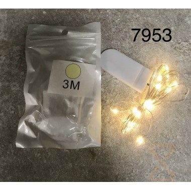 Гирлянда новогодняя CH Нить 3 м. 30 Led ЖЕЛТЫЙ (2хCR2032) 7953Ж