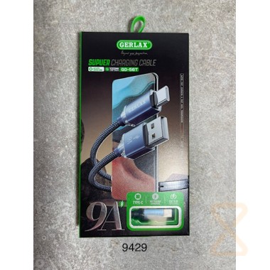 Кабель USB Type-C 1.0 м GERLAX GD-56T 9.0А. QC3.0 TURBO Charging. ткань. чёрный 9429