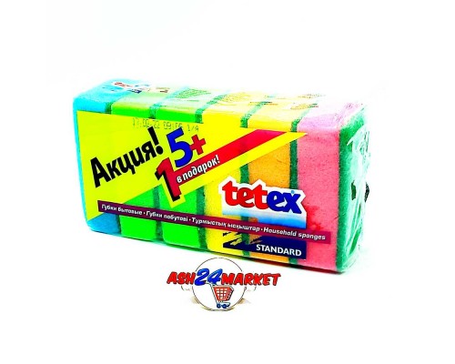 Губка для посуды набор 5 шт.+1шт Tetex 02-02-0247