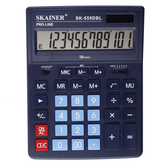 Калькулятор 12-разрядный SKAINER синий 205*155*30 мм SK-555BL