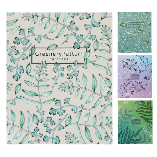 Тетрадь 96л клетка Полином Greenery Patterns 3319