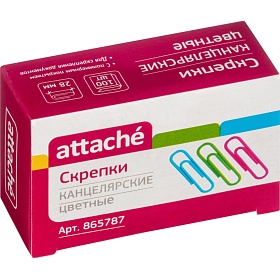 Скрепки 28мм 100шт Attache цветные 865787/10