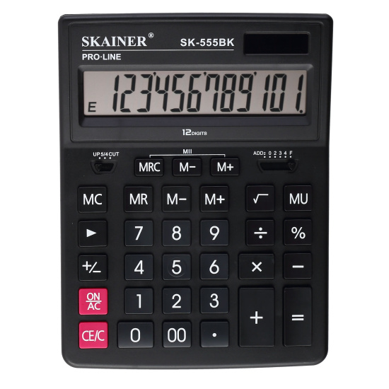 Калькулятор 12-разрядный SKAINER черный 205*155*30 мм SK-555BK