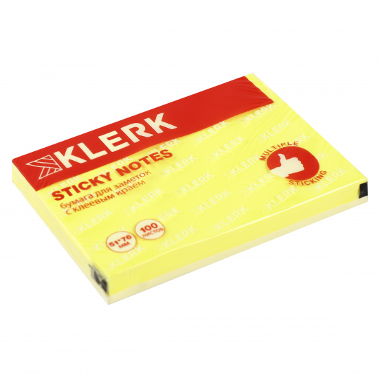 Стикер 51*76мм Klerk 100л неон желтый 206897