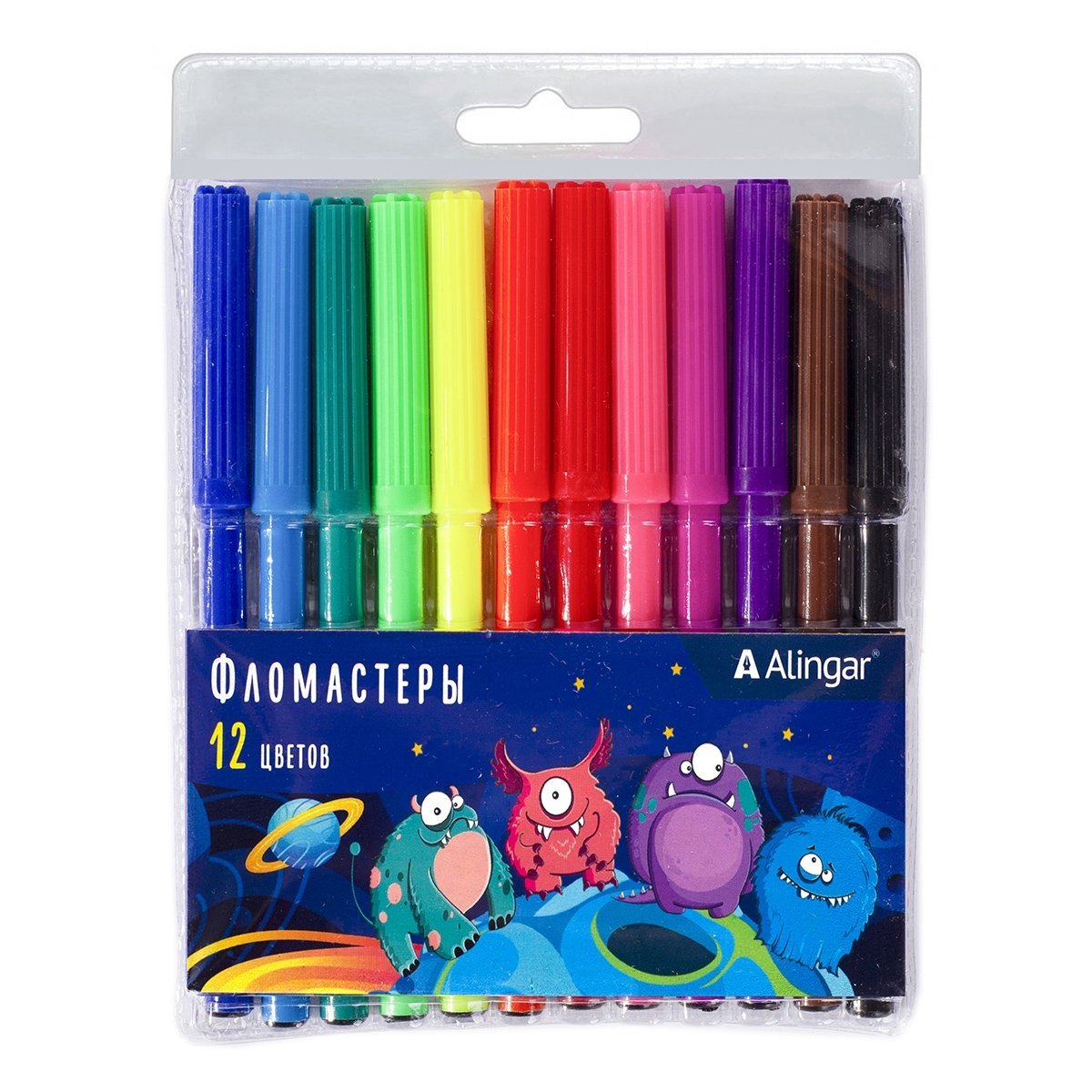 Фломастеры 12цв Alingar Монстрики AL8975