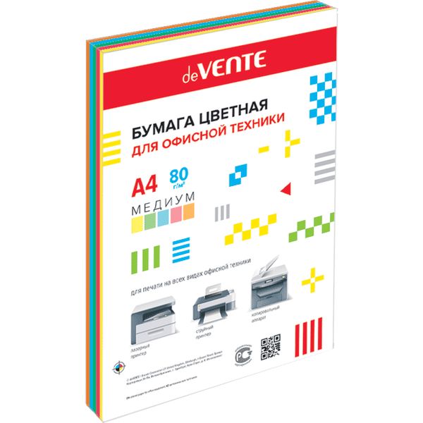 Бумага А4  80 г/м2  100 л.5 цв. DeVente 2072805