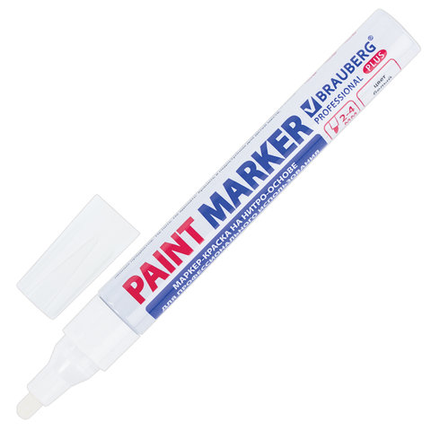 Маркер краска лаковый Brauberg белый 4мм PROFESSIONAL PLUS 51444/12