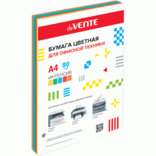 Бумага А4  80 г/м2  100 л.5 цв.интенсив DeVente 2072411