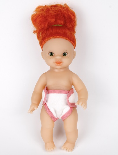 10614. Пупс девочка в памперсе рыжая (22 см) 1/10