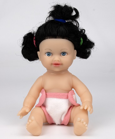 10615. Пупс девочка в памперсе брюнетка (22 см) 1/10