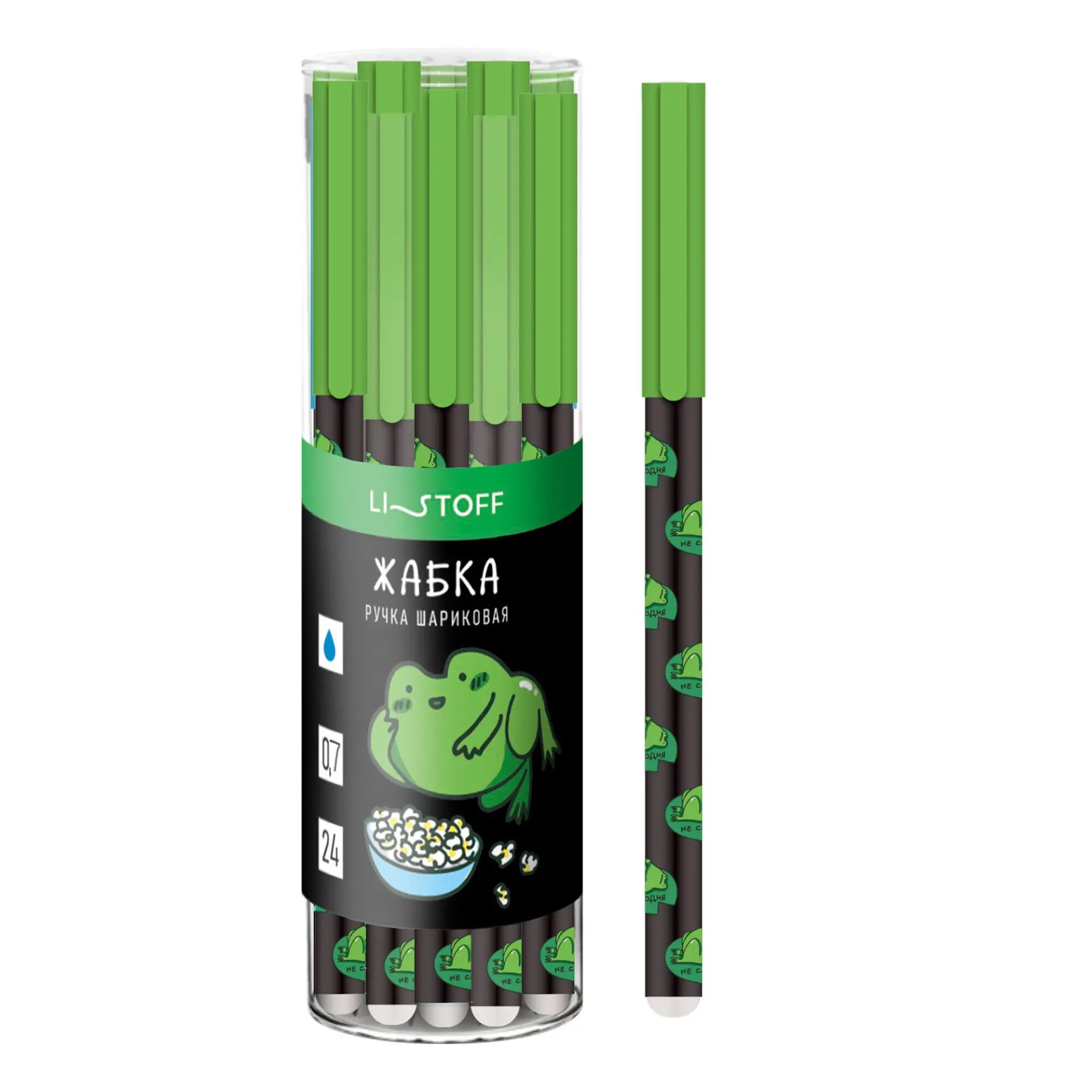 Ручка шариковая Listoff SoftTouch синяя 0.5мм Жабка