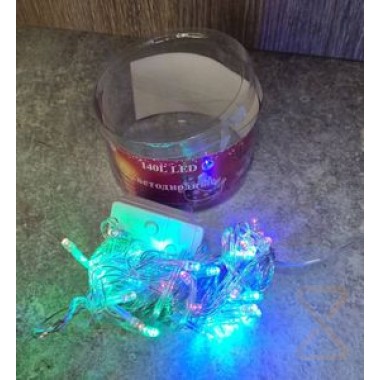 Гирлянда новогодняя CH 8 метров. 140 L ЦВЕТНОЙ 220V. прозрачный провод 6044