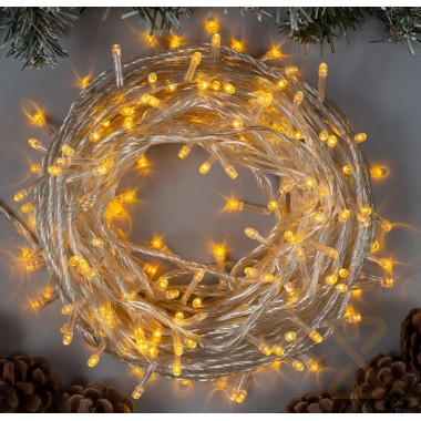 Гирлянда новогодняя CH 8 метров. 180 L ЖЁЛТЫЙ 220V. прозрачный провод 9915