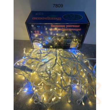 Гирлянда уличная CH Бахрома 12 метров 1000 Led ЖЁЛТО-БЕЛЫЙ (220V. белый провод) IP65 7809