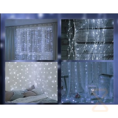 Гирлянда новогодняя «СТАРТ» занавес 450 LED медь 8 реж. 3х3м 220В (белый холодный) 7814