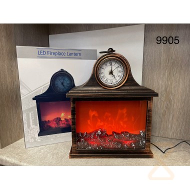 Светильник новогодний CH Камин с часами SP-12 38х27см 9905
